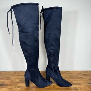 NEW Dream Pairs Women’s Thigh High Block Heel Boots Black Size 7.5